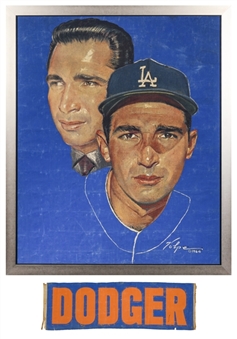1964 Sandy Koufax 35x42 Framed Banner by Nicholas Volpe with Dodgers Banner 